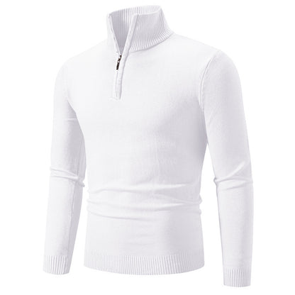 Men's Plus Size Fleece Zip Mock Neck Sweater – Autumn/Winter - Freshdropps