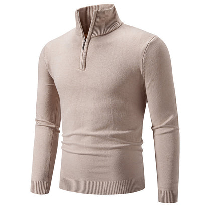 Men's Plus Size Fleece Zip Mock Neck Sweater – Autumn/Winter - Freshdropps