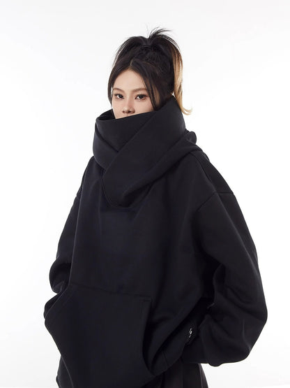 Loose High Collar Fleece-Lined Hoodie – Warm Winter Sweater - Freshdropps