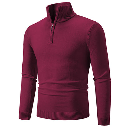 Men's Plus Size Fleece Zip Mock Neck Sweater – Autumn/Winter - Freshdropps