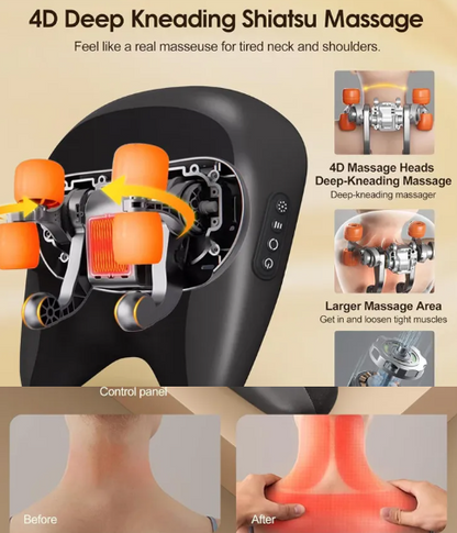 Neck & Shoulder Massage Pillow – Deep Kneading Ergonomic Cushion - Freshdropps