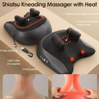 Neck & Shoulder Massage Pillow – Deep Kneading Ergonomic Cushion - Freshdropps