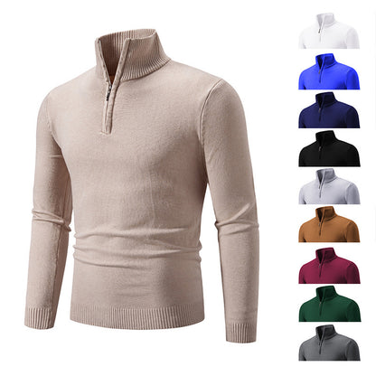 Men's Plus Size Fleece Zip Mock Neck Sweater – Autumn/Winter - Freshdropps