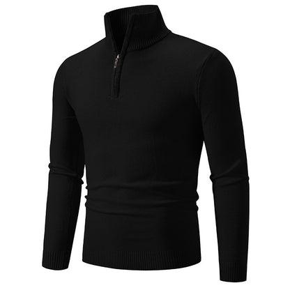 Men's Plus Size Fleece Zip Mock Neck Sweater – Autumn/Winter - Freshdropps