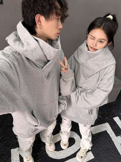 Loose High Collar Fleece-Lined Hoodie – Warm Winter Sweater - Freshdropps