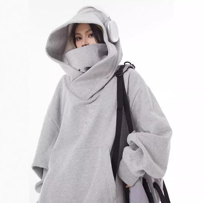 Loose High Collar Fleece-Lined Hoodie – Warm Winter Sweater - Freshdropps