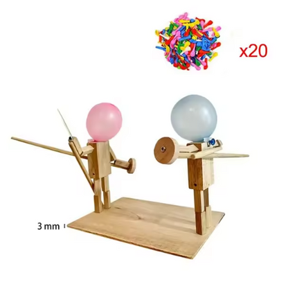 Handmade Balloon Heads Wooden Fighter Puppets - Freshdropps