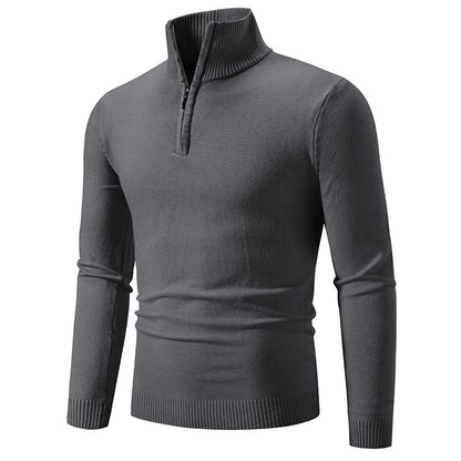 Men's Plus Size Fleece Zip Mock Neck Sweater – Autumn/Winter - Freshdropps