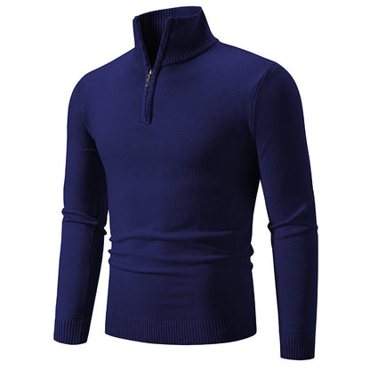 Men's Plus Size Fleece Zip Mock Neck Sweater – Autumn/Winter - Freshdropps