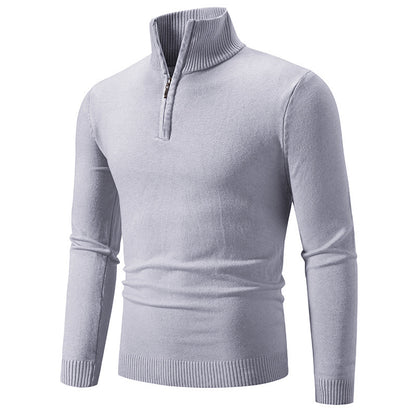 Men's Plus Size Fleece Zip Mock Neck Sweater – Autumn/Winter - Freshdropps