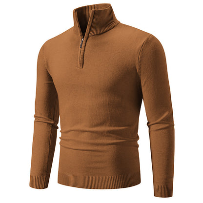 Men's Plus Size Fleece Zip Mock Neck Sweater – Autumn/Winter - Freshdropps