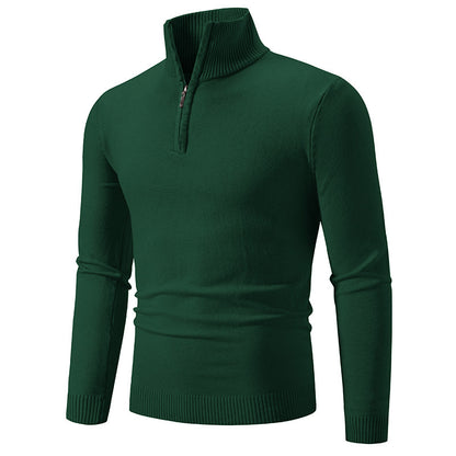 Men's Plus Size Fleece Zip Mock Neck Sweater – Autumn/Winter - Freshdropps