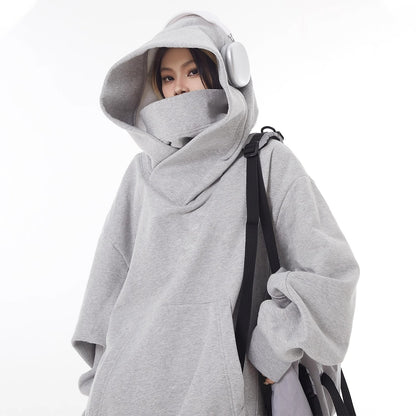 Loose High Collar Fleece-Lined Hoodie – Warm Winter Sweater - Freshdropps